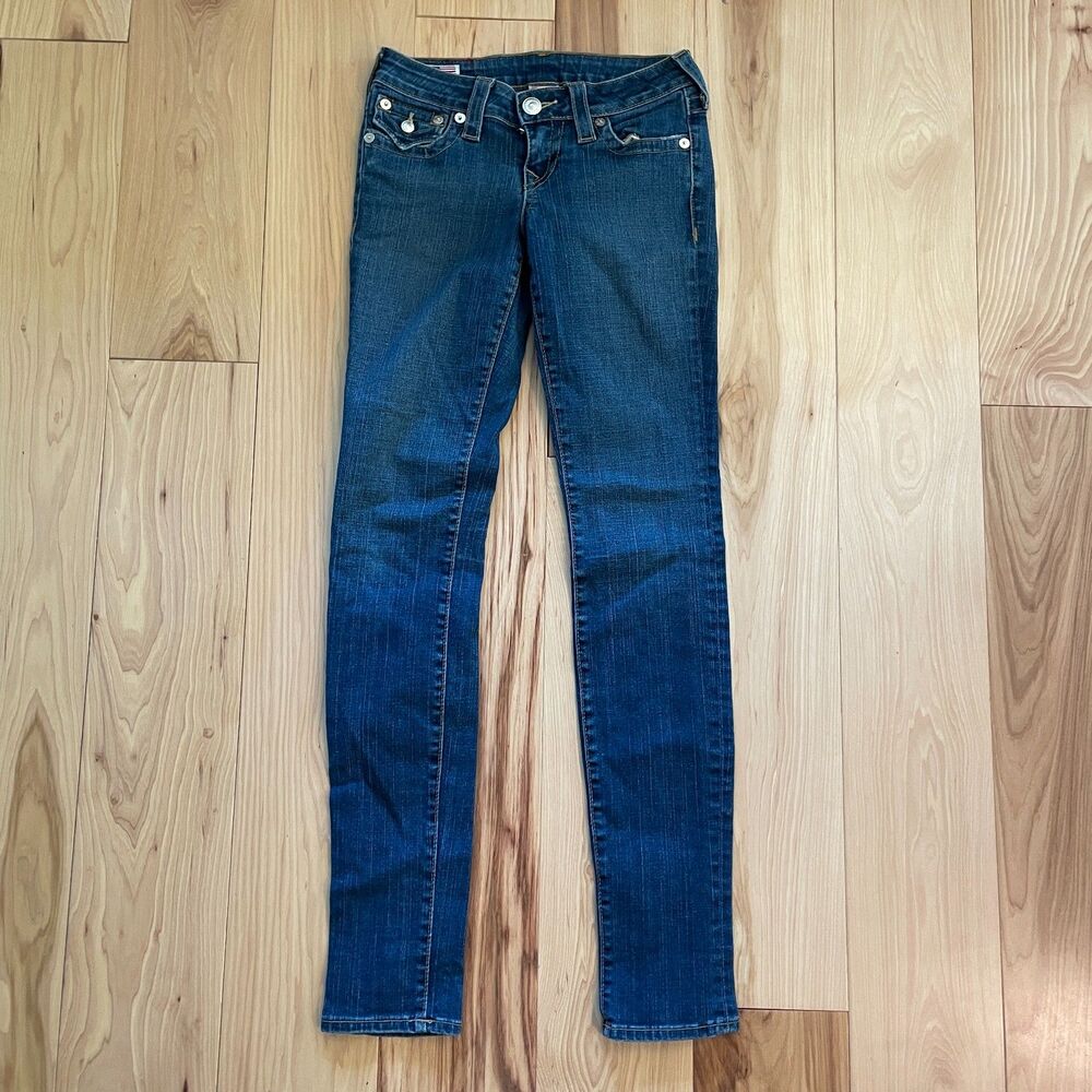 True Religion Julie Jeans Womens Low Rise Bootcut Dark Wash Made in USA Y2K 26